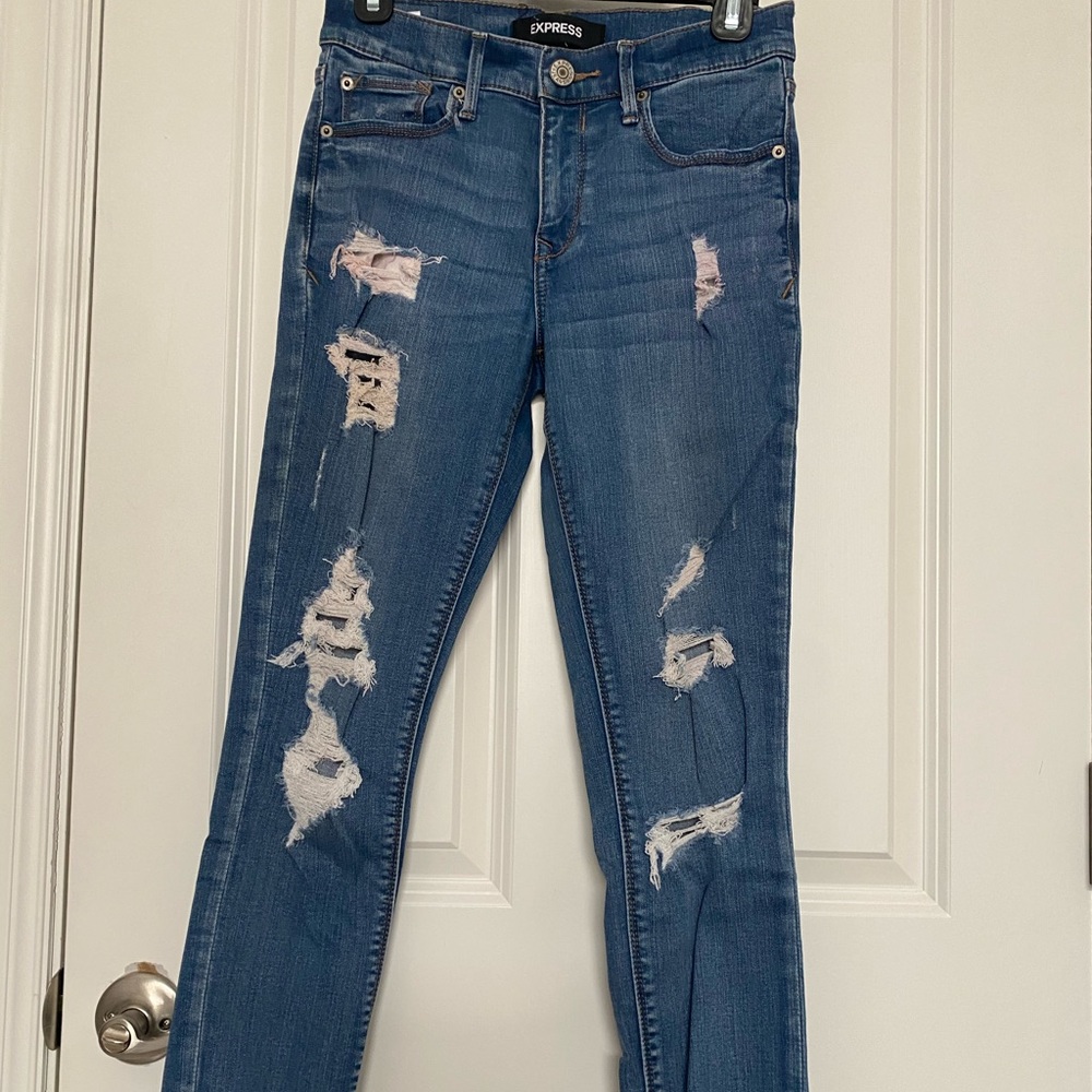 Express ripped skinny jeans